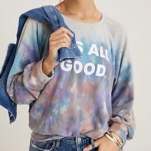 GOOD HYOUMAN BLUE PINK GRAY TIE DYE IT’S ALL GOOD GRAPHIC SWEATSHIRT SZ SMALL